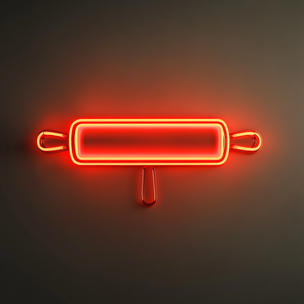 Rolling Pin and Baking Dough - Red Neon Sign, 24 Inches