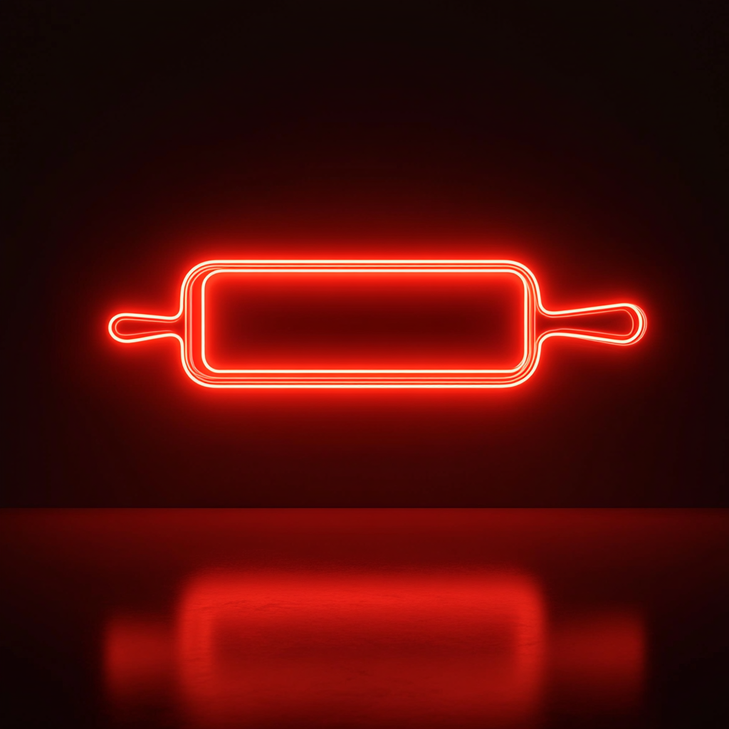 Rolling Pin and Baking Dough - Red Neon Sign, 24 Inches