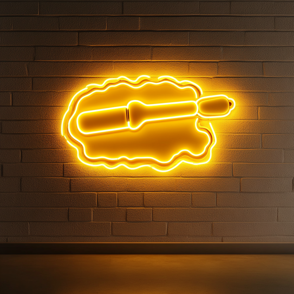 Rolling Pin and Baking Dough - Yellow Neon Sign, 24 Inches