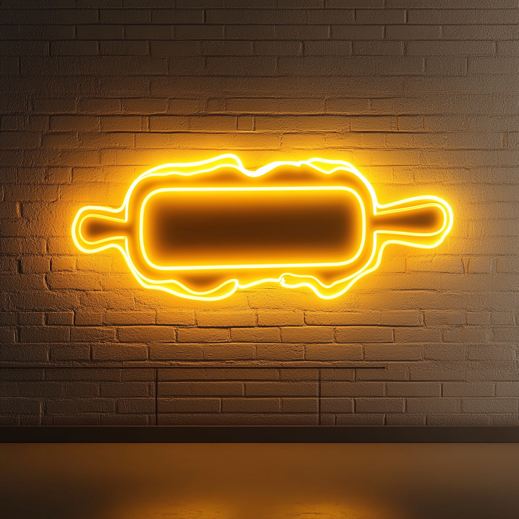 Rolling Pin and Baking Dough - Yellow Neon Sign, 18 Inches