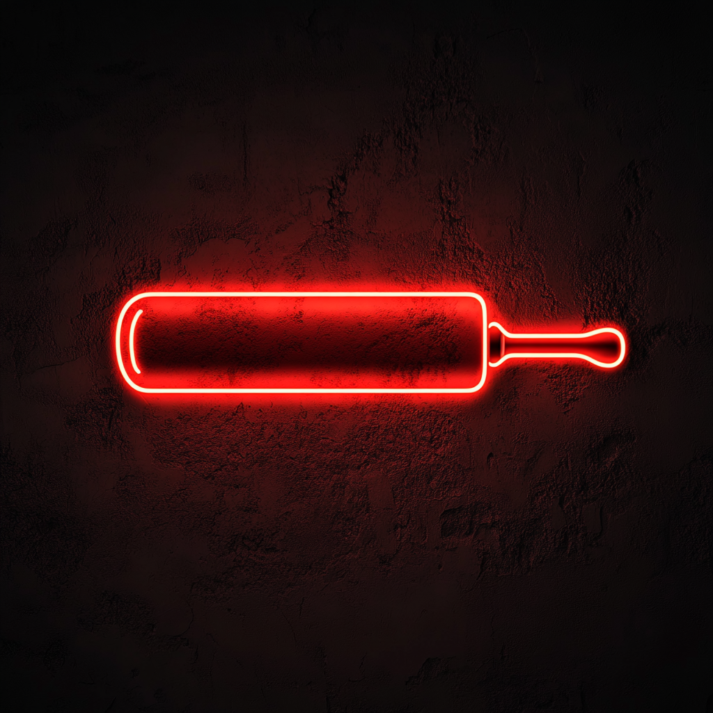 Rolling Pin with Dough - Red Neon Sign, 24 Inches