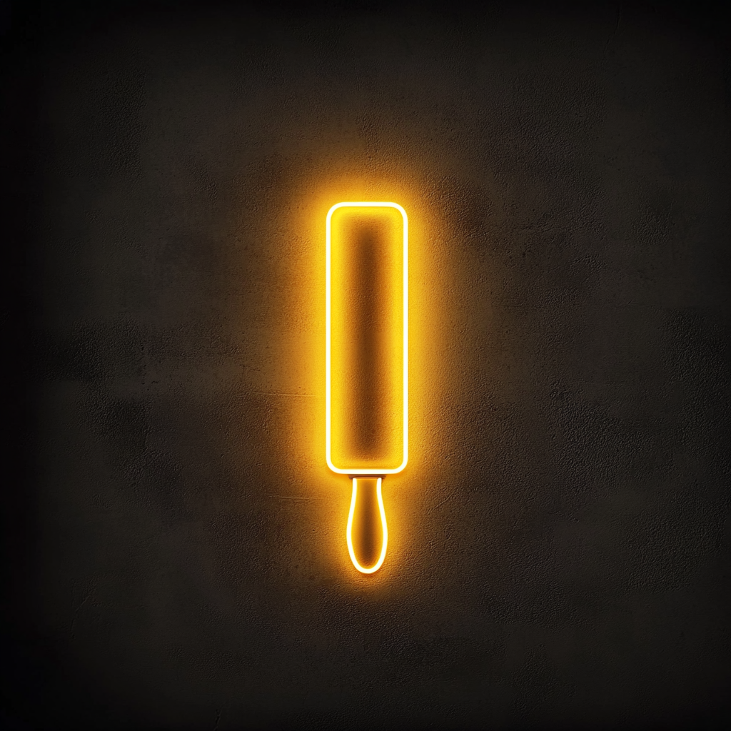 Rolling Pin with Dough - Yellow Neon Sign, 24 Inches