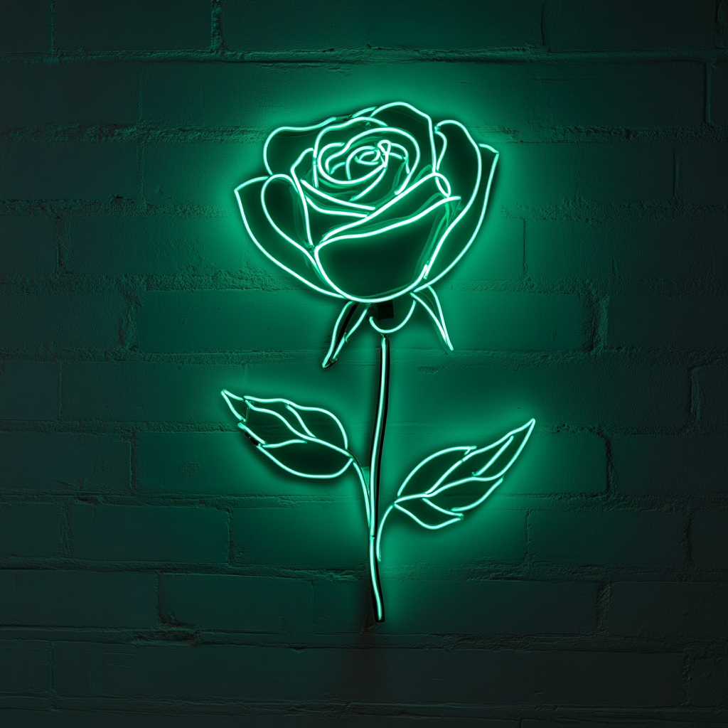 Rose - Green Neon Sign, 24 Inches