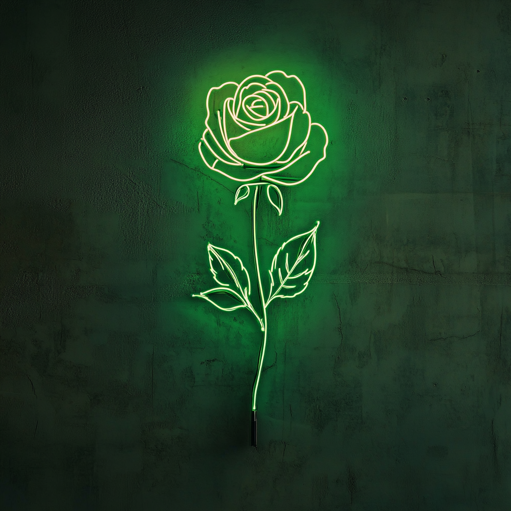 Rose - Green Neon Sign, 18 Inches