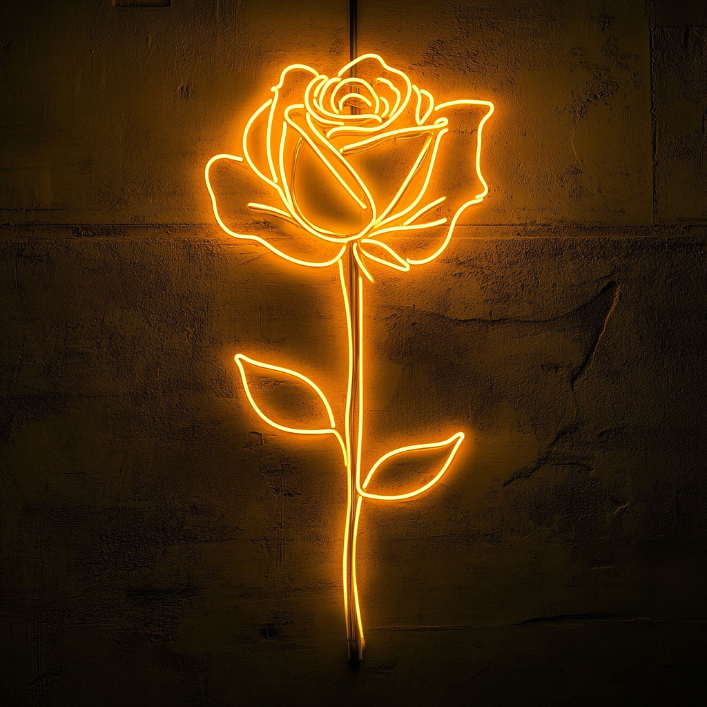 Rose - Yellow Neon Sign, 18 Inches