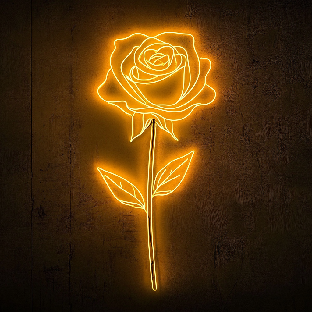 Rose - Yellow Neon Sign, 18 Inches
