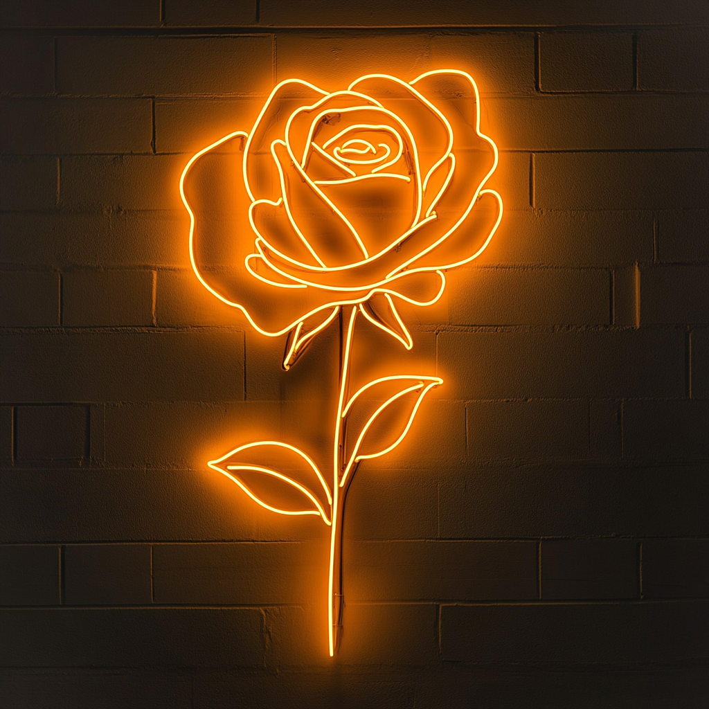 Rose - Yellow Neon Sign, 18 Inches