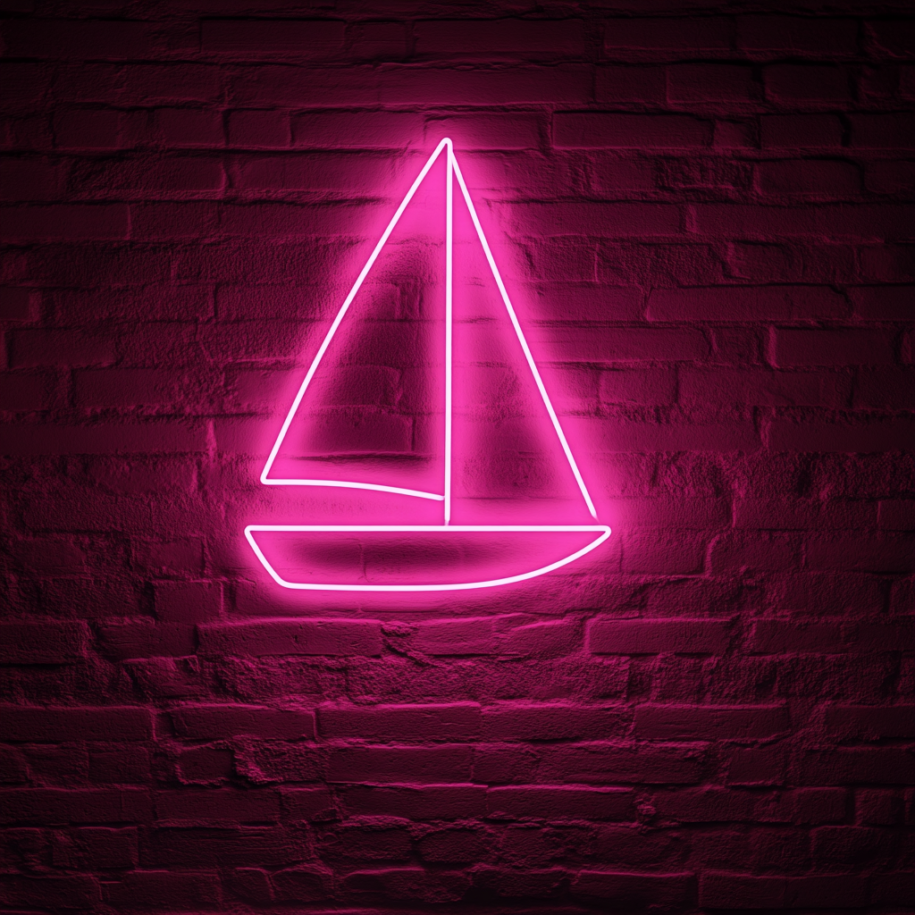 Sailboat - Pink Neon Sign, 18 Inches