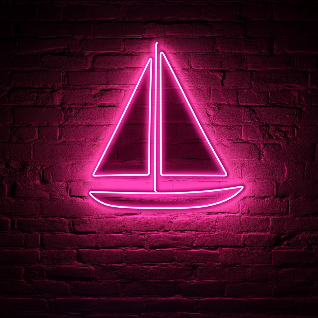 Sailboat - Pink Neon Sign, 24 Inches