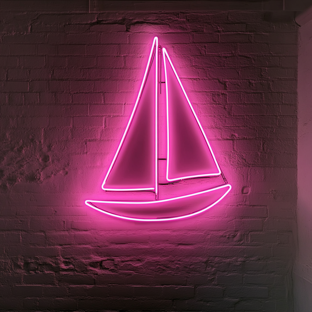 Sailboat - Pink Neon Sign, 24 Inches