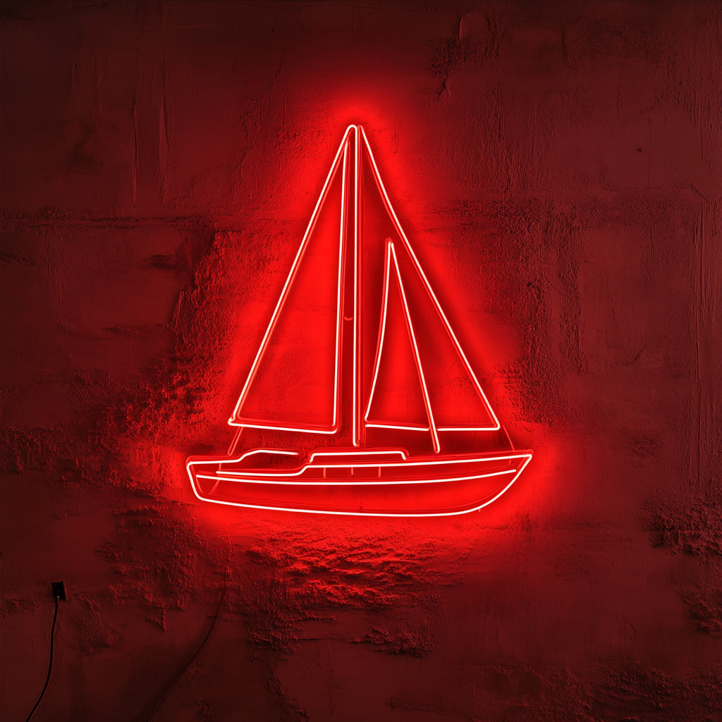 Sailboat - Red Neon Sign, 18 Inches