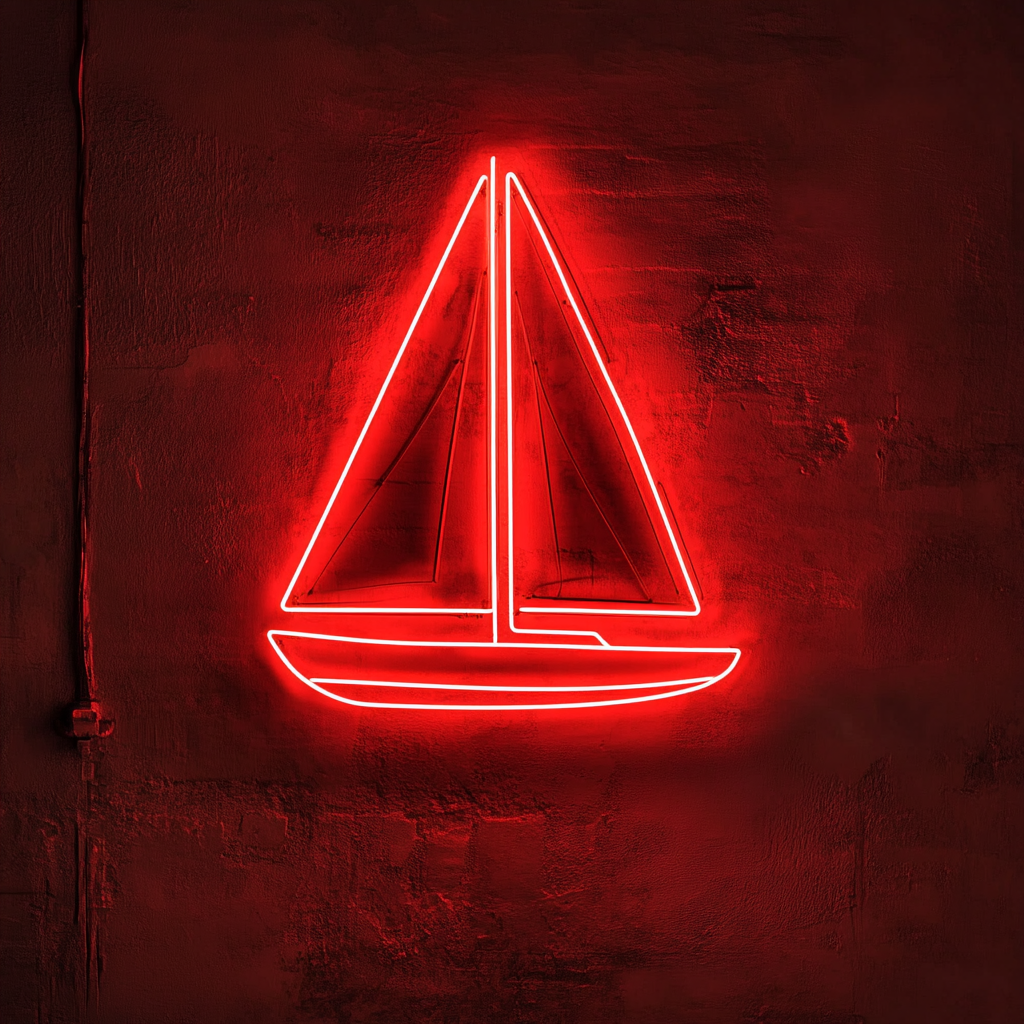 Sailboat - Red Neon Sign, 18 Inches