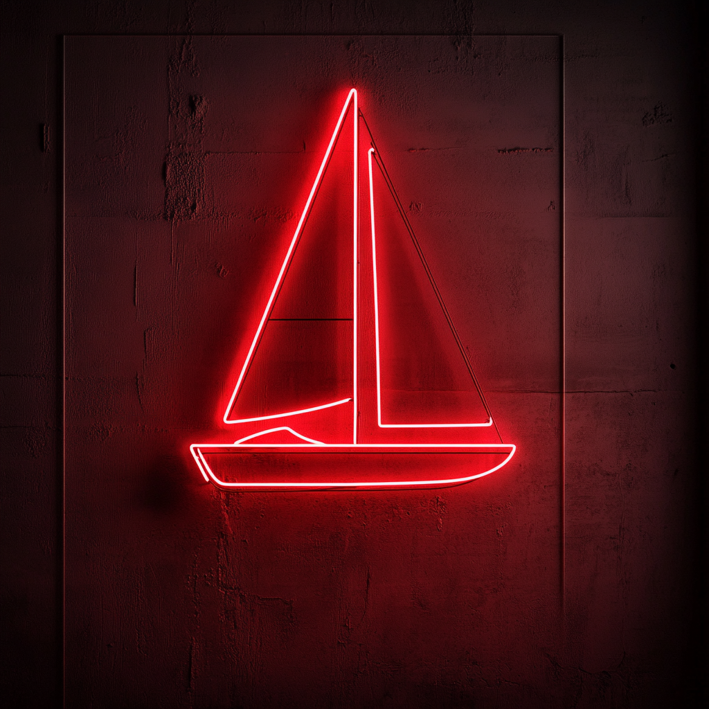 Sailboat - Red Neon Sign, 24 Inches
