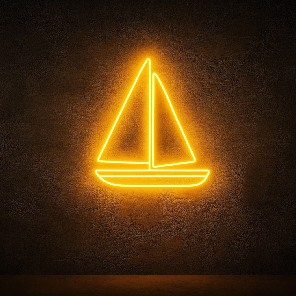 Sailboat - Yellow Neon Sign, 18 Inches