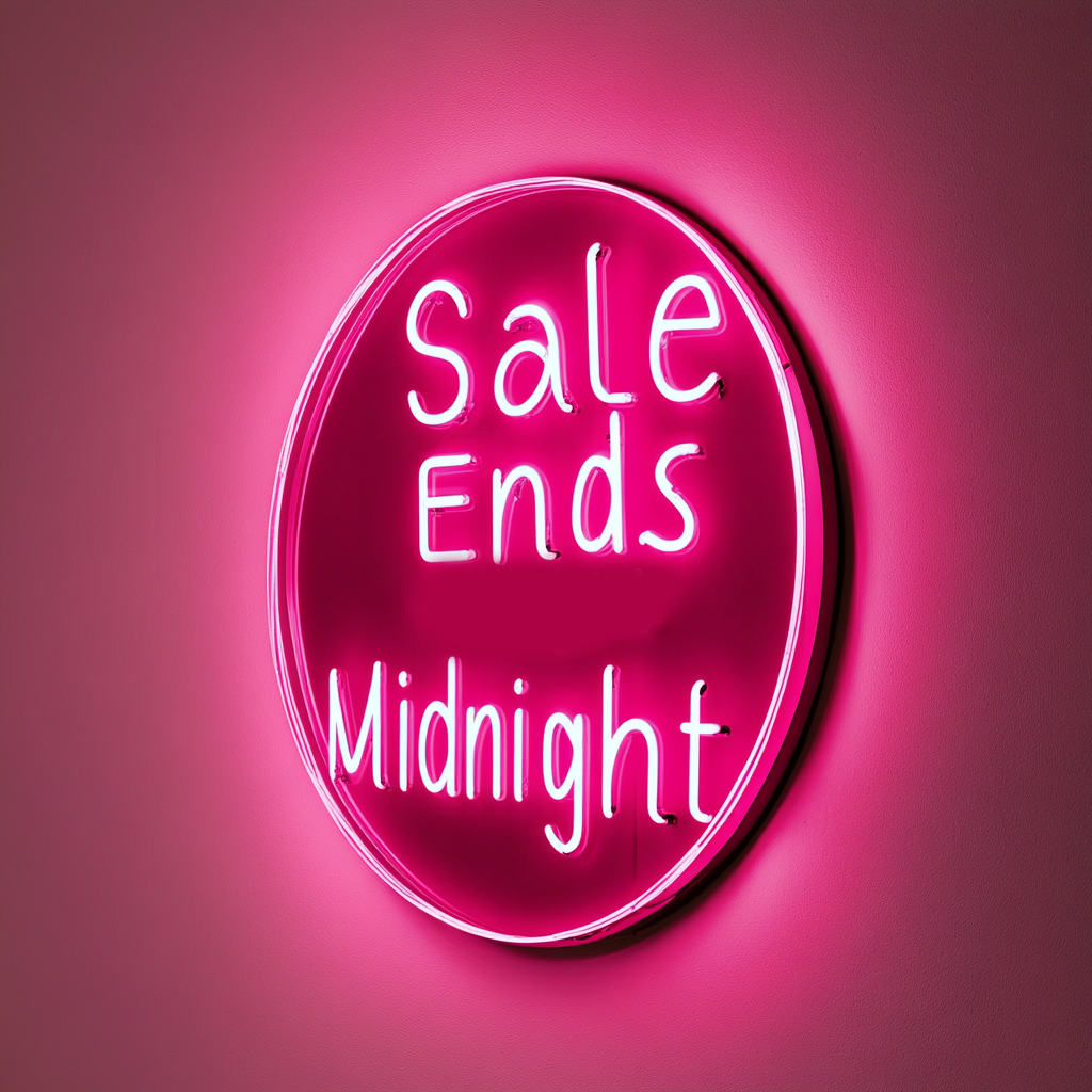 "Sale Ends Midnight" - Pink Neon Sign, 18 Inches