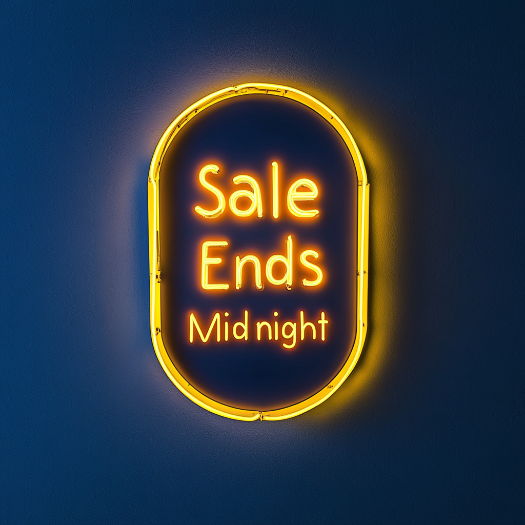 "Sale Ends Midnight" - Yellow Neon Sign, 18 Inches