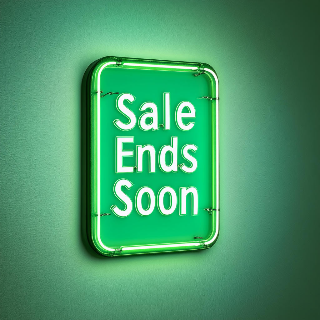 "Sale Ends Soon" - Green Neon Sign, 24 Inches