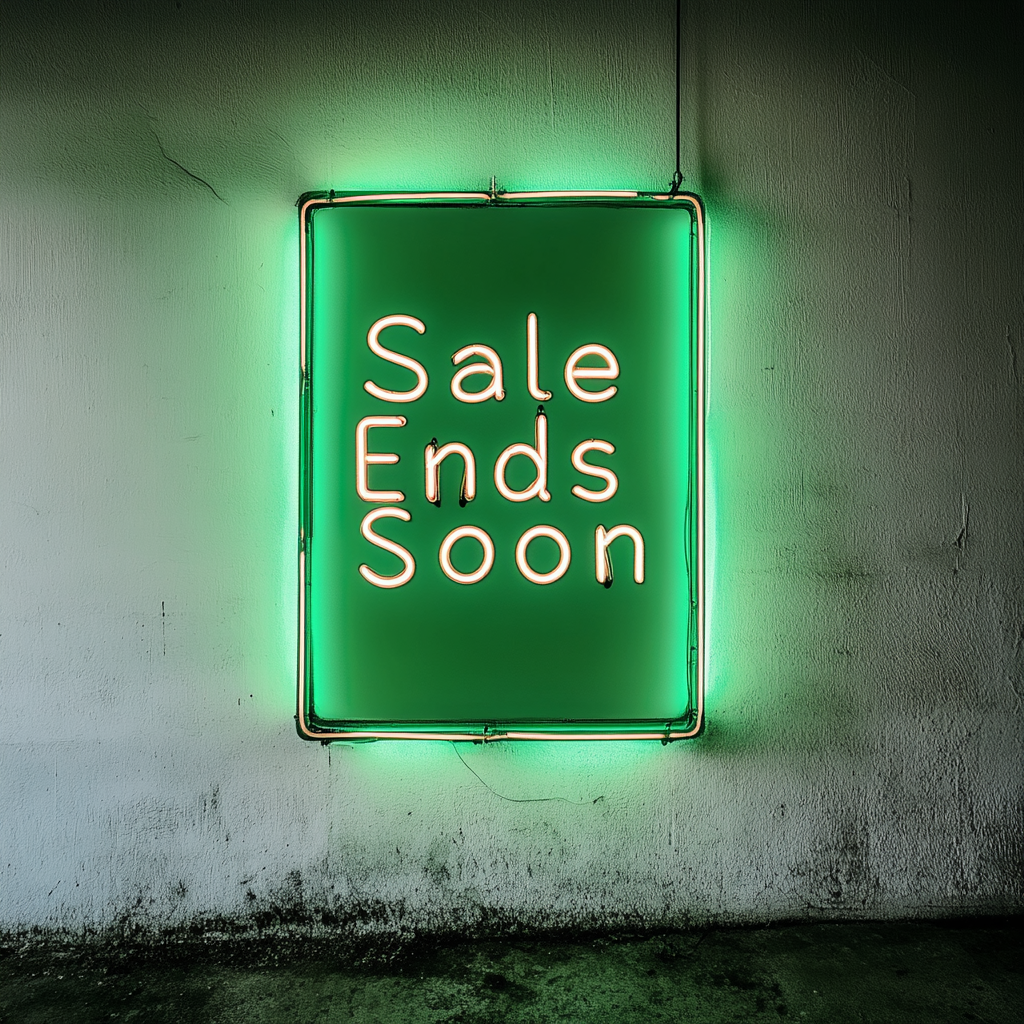 "Sale Ends Soon" - Green Neon Sign, 24 Inches