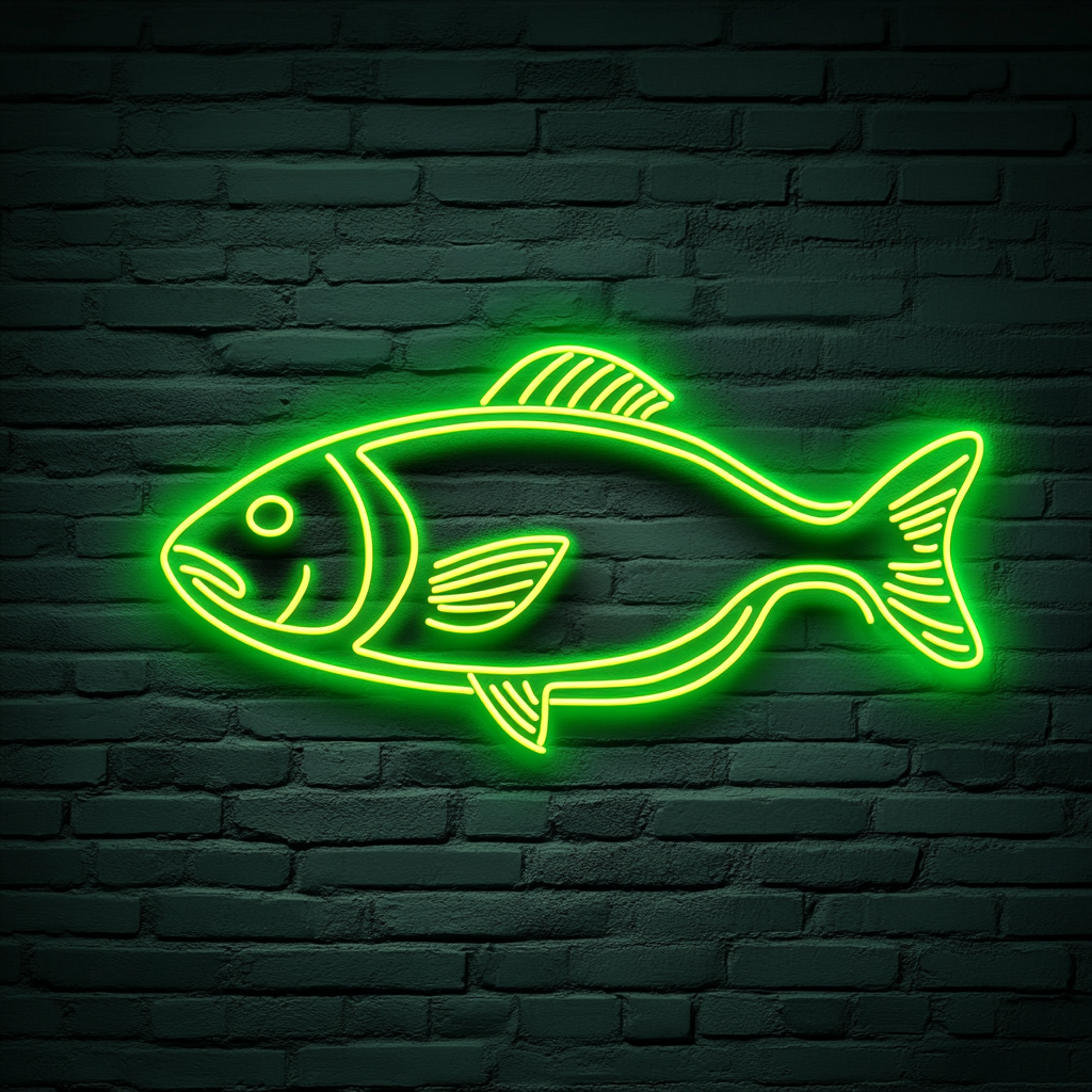 Salmon Fillet with Lemon - Green Neon Sign, 24 Inches