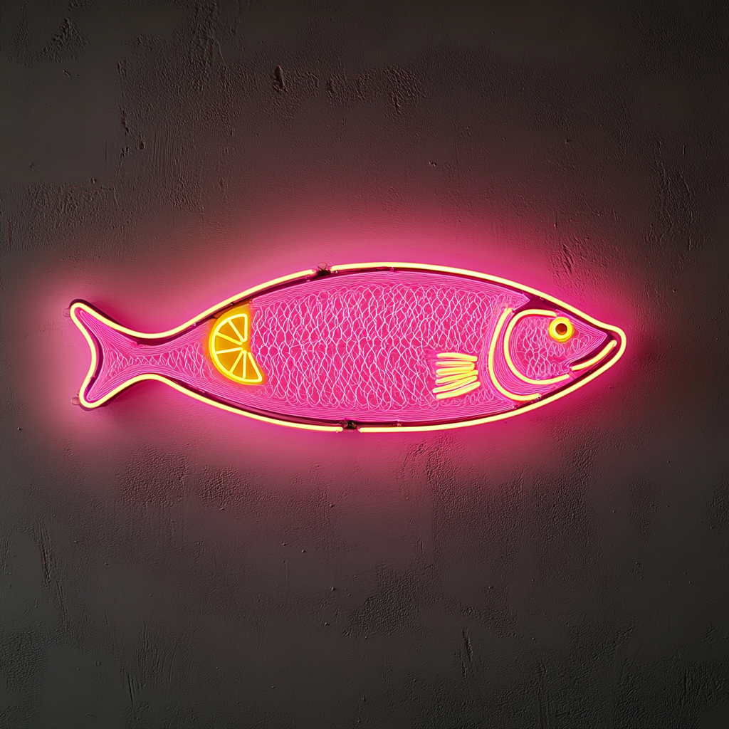 Salmon Fillet with Lemon - Pink Neon Sign, 24 Inches