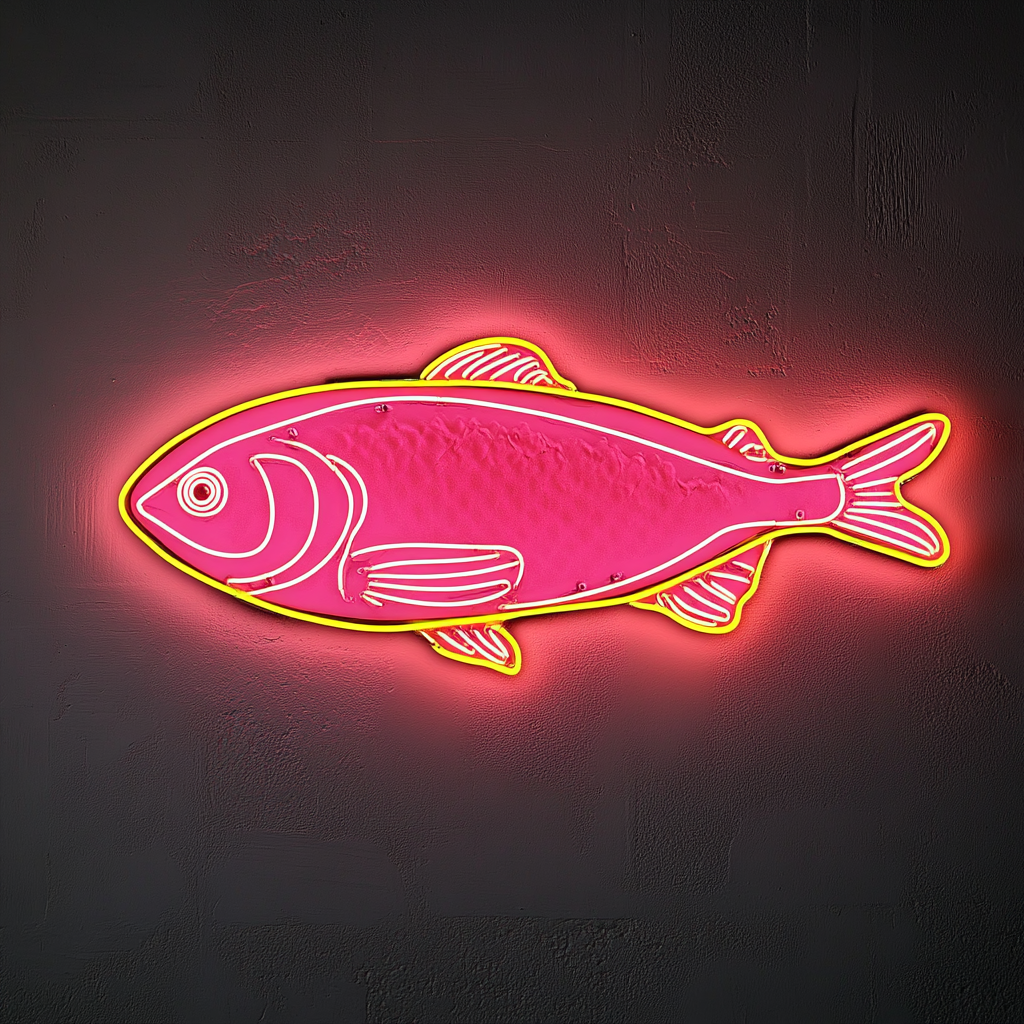 Salmon Fillet with Lemon - Pink Neon Sign, 24 Inches