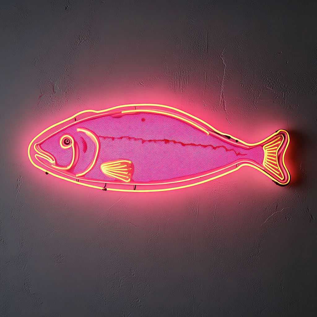 Salmon Fillet with Lemon - Pink Neon Sign, 18 Inches