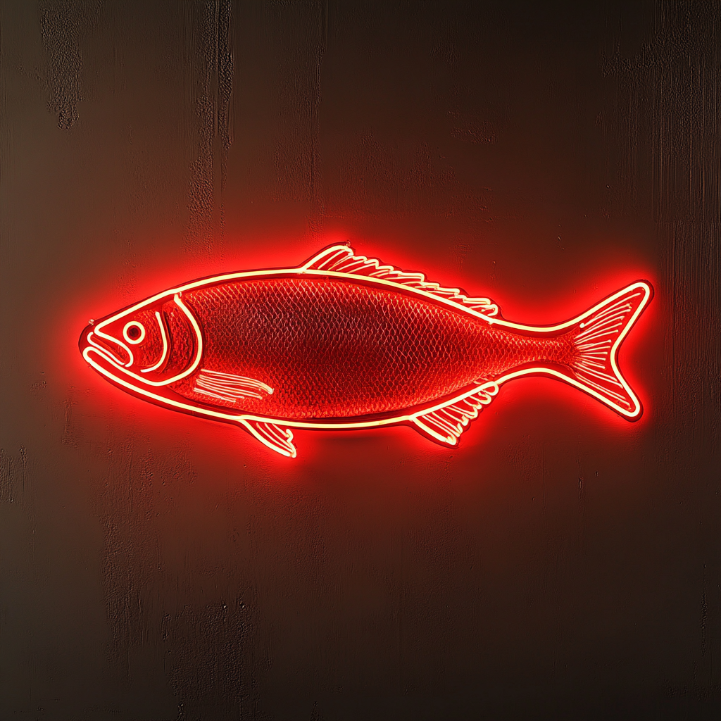 Salmon Fillet with Lemon - Red Neon Sign, 18 Inches