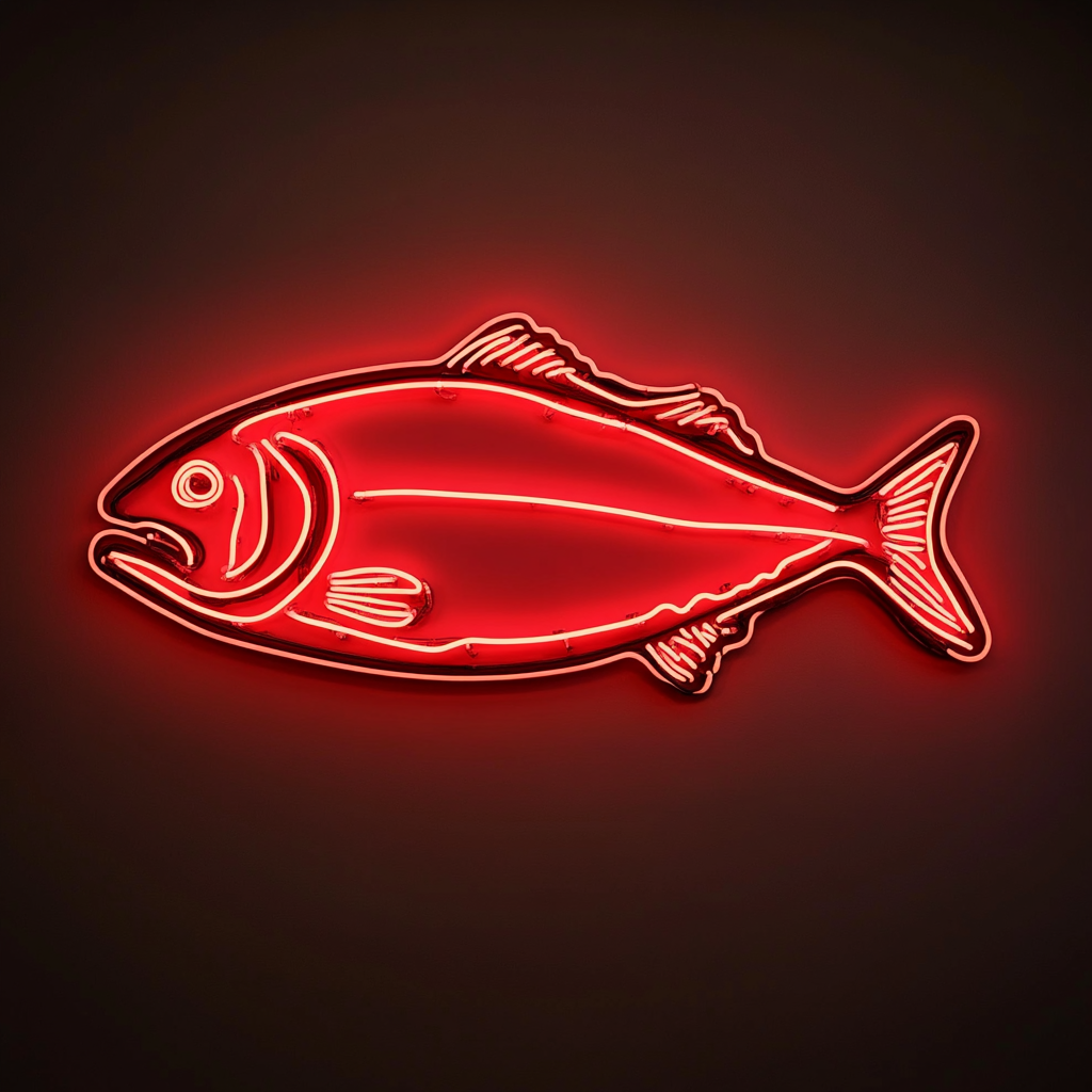 Salmon Fillet with Lemon - Red Neon Sign, 24 Inches