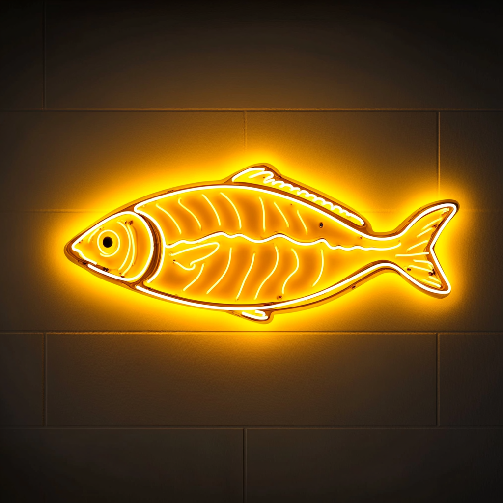 Salmon Fillet with Lemon - Yellow Neon Sign, 18 Inches