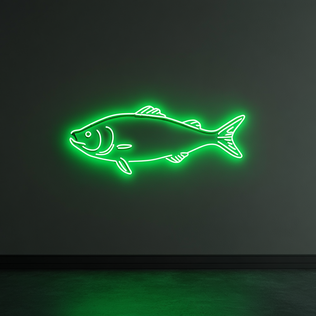 Salmon Steak - Green Neon Sign, 24 Inches