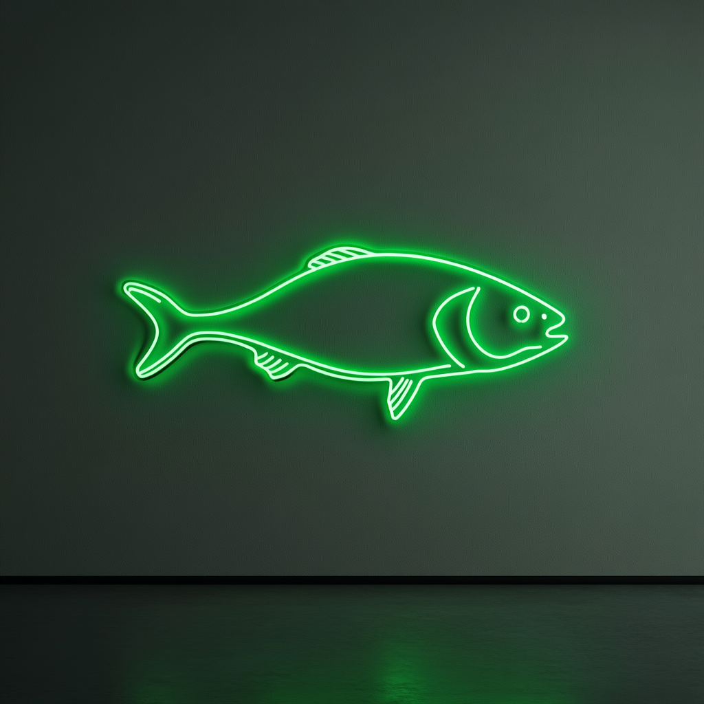 Salmon Steak - Green Neon Sign, 24 Inches