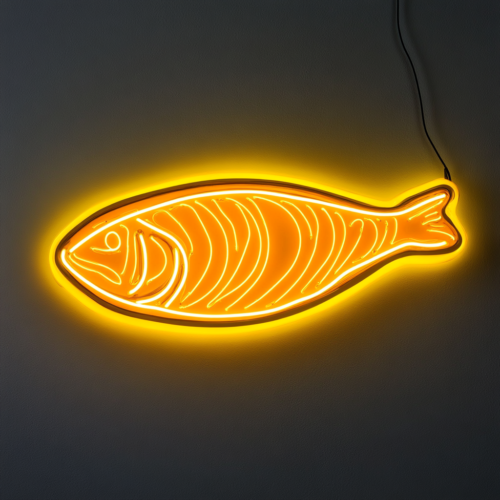 Salmon Steak - Yellow Neon Sign, 18 Inches