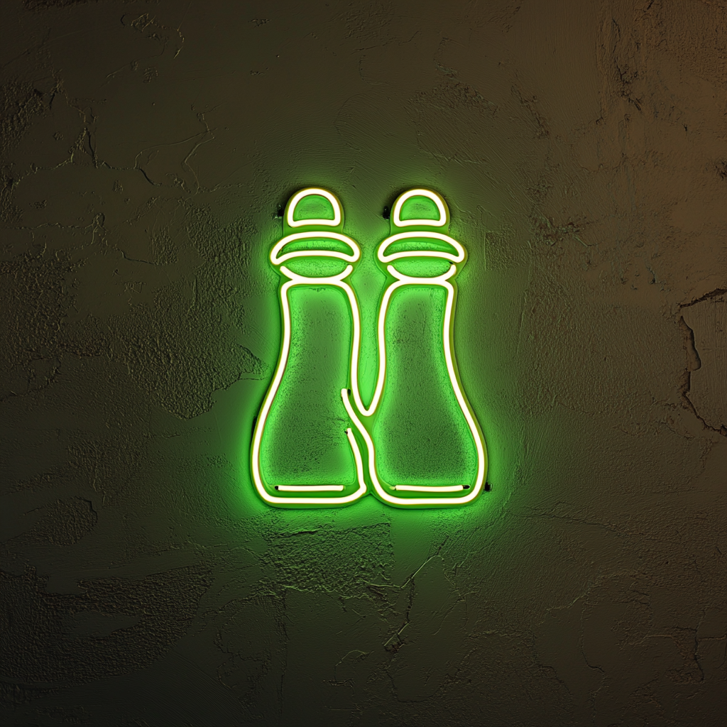 Salt and Pepper Shakers - Green Neon Sign, 24 Inches