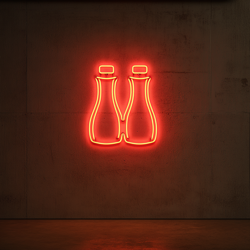 Salt and Pepper Shakers - Red Neon Sign, 24 Inches