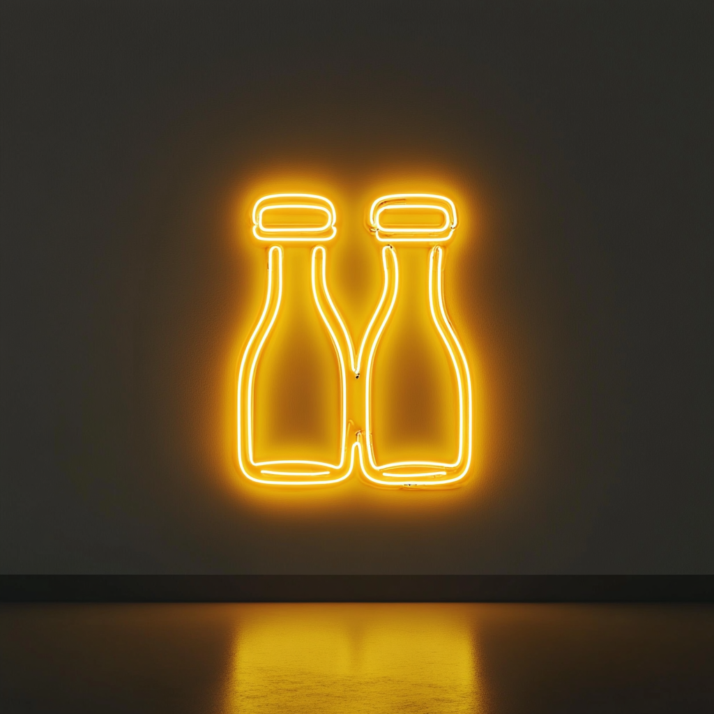 Salt and Pepper Shakers - Yellow Neon Sign, 24 Inches