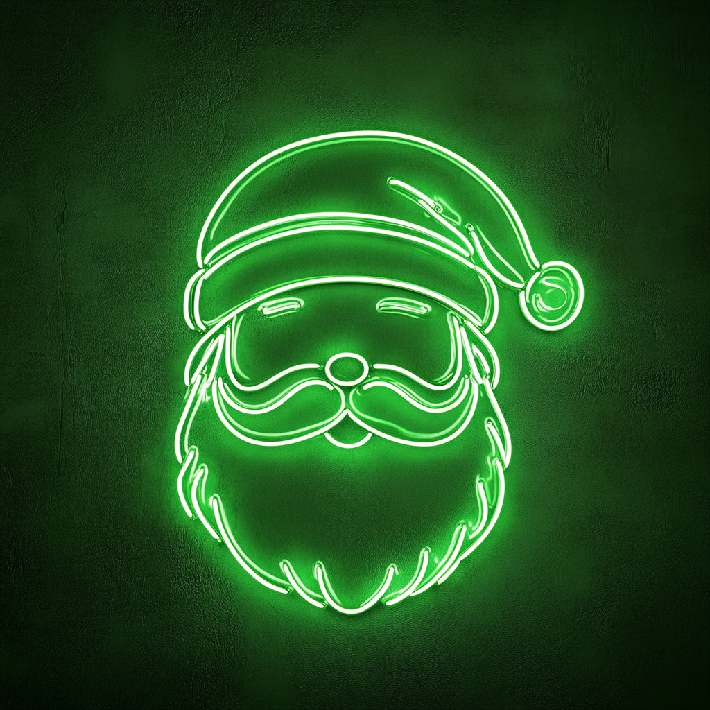 Santa - Green Neon Sign, 18 Inches