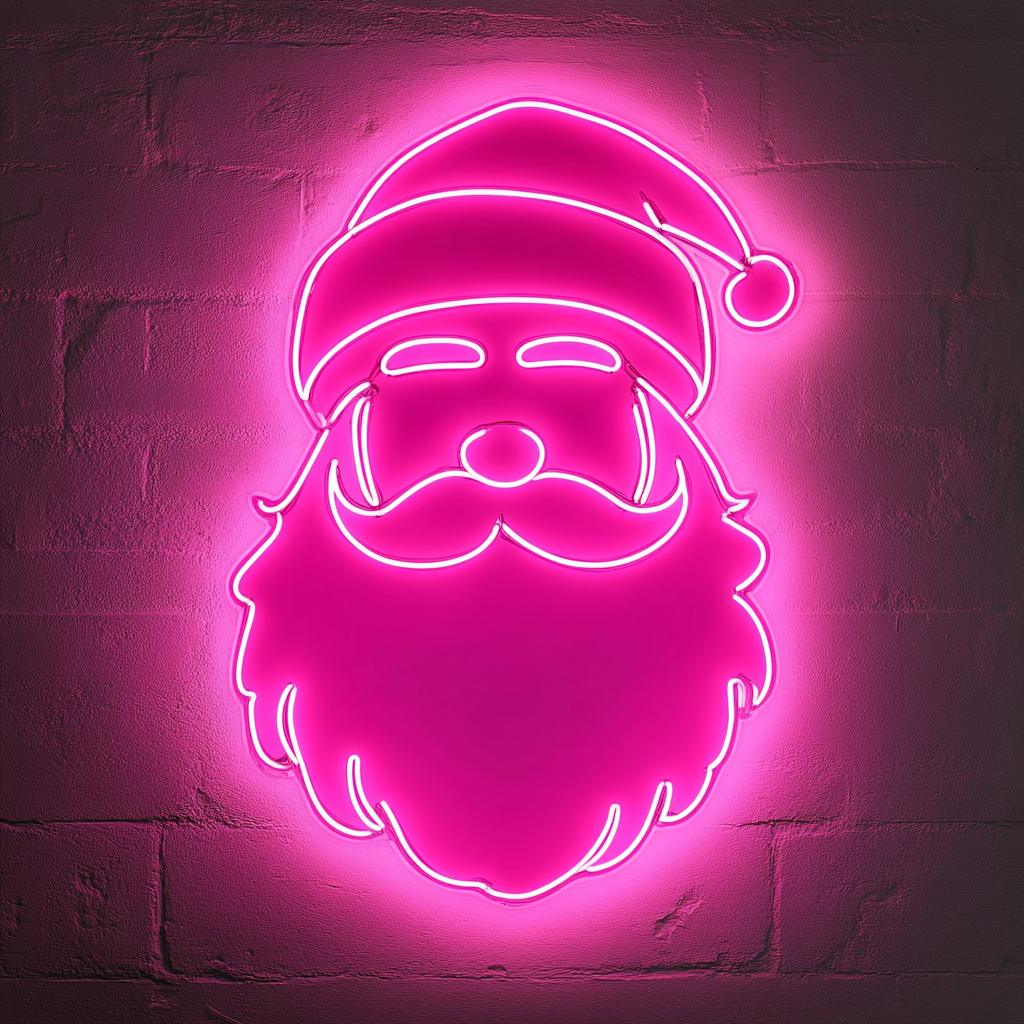 Santa - Pink Neon Sign, 18 Inches