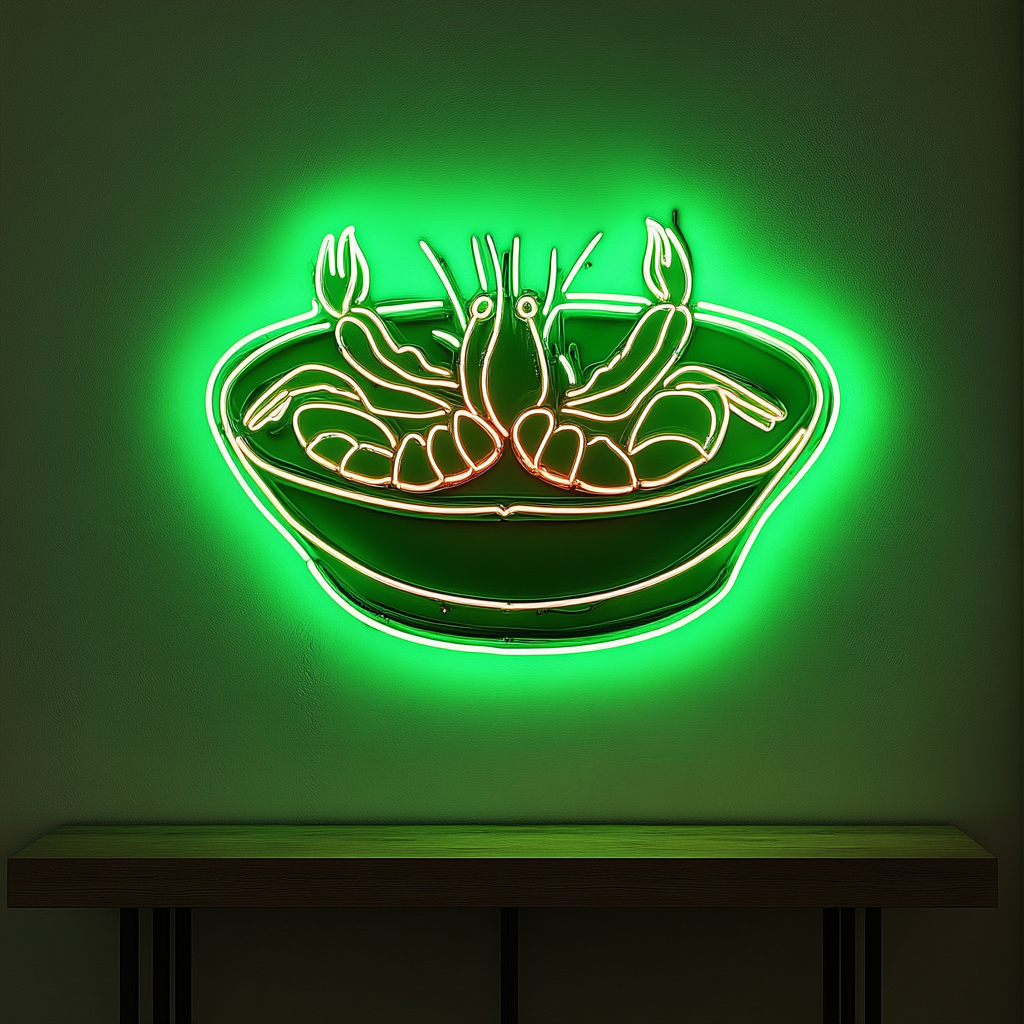 Seafood Platter - Green Neon Sign, 24 Inches