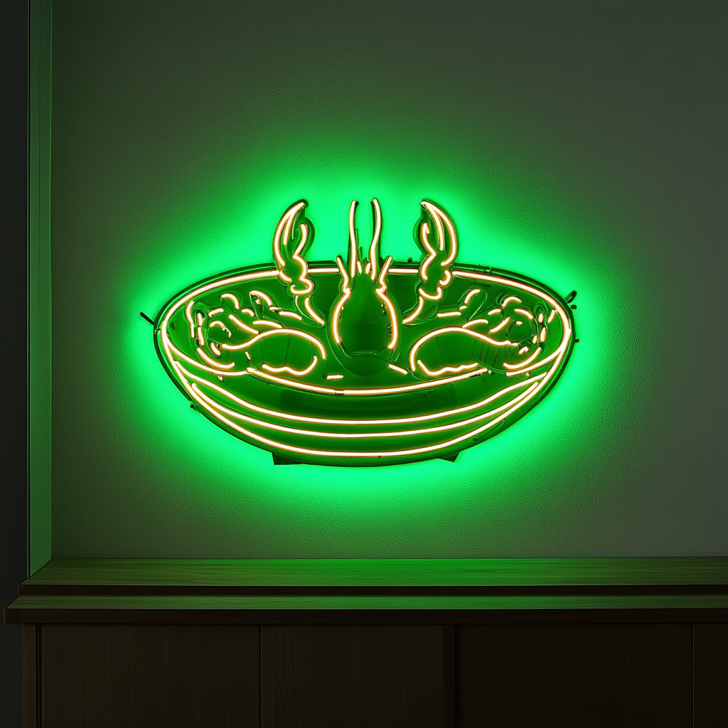Seafood Platter - Green Neon Sign, 24 Inches