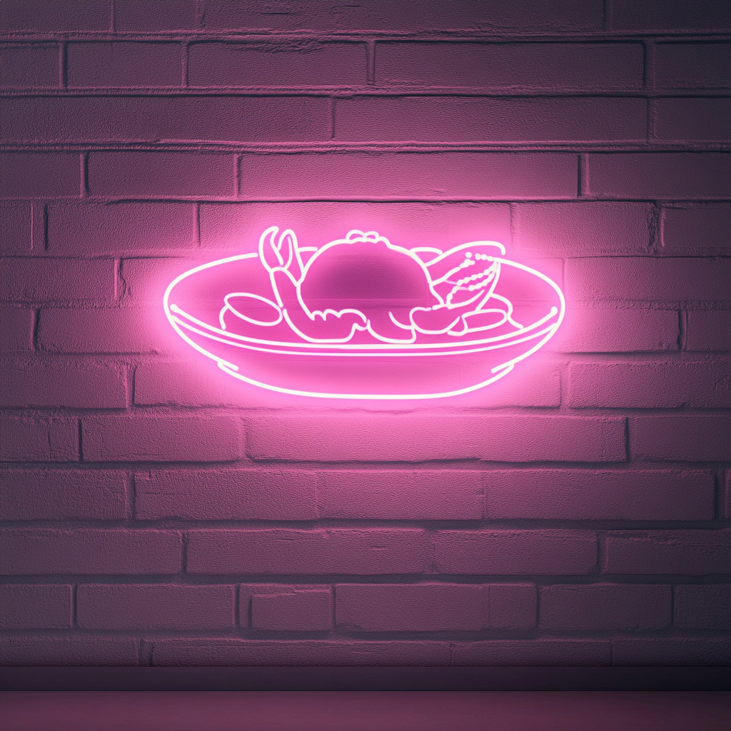 Seafood Platter - Pink Neon Sign, 24 Inches