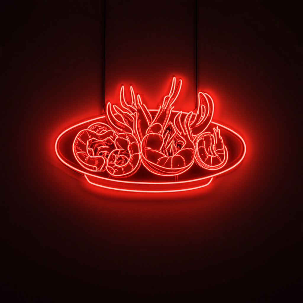 Seafood Platter - Red Neon Sign, 24 Inches