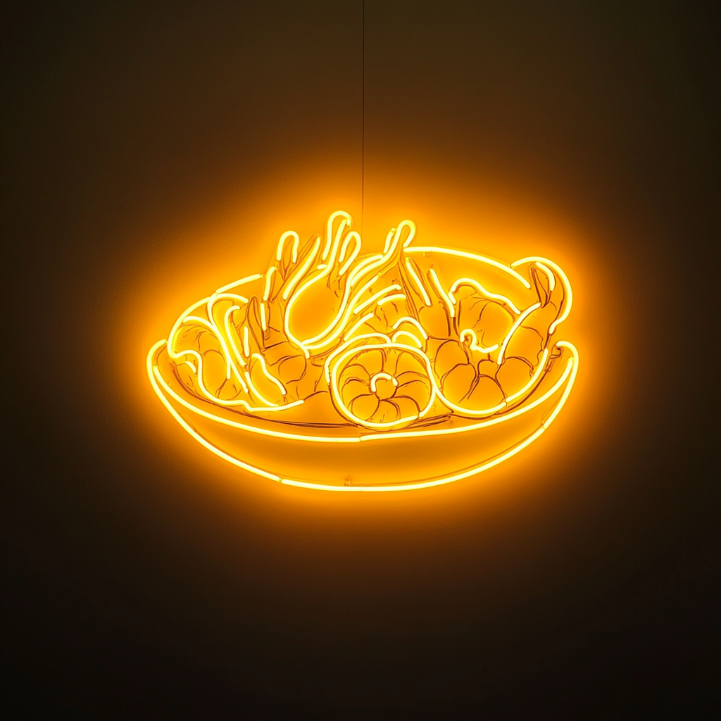 Seafood Platter - Yellow Neon Sign, 18 Inches