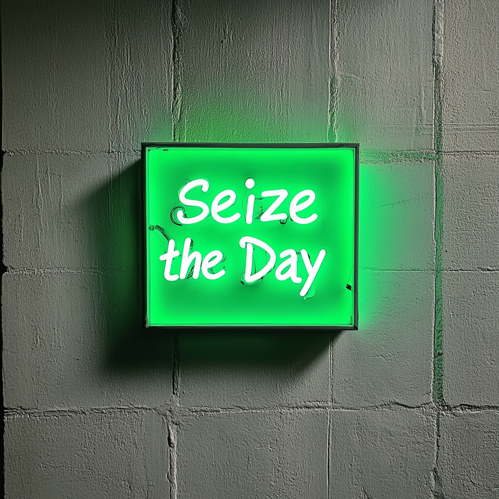Seize the Day - Green Neon Sign, 24 Inches
