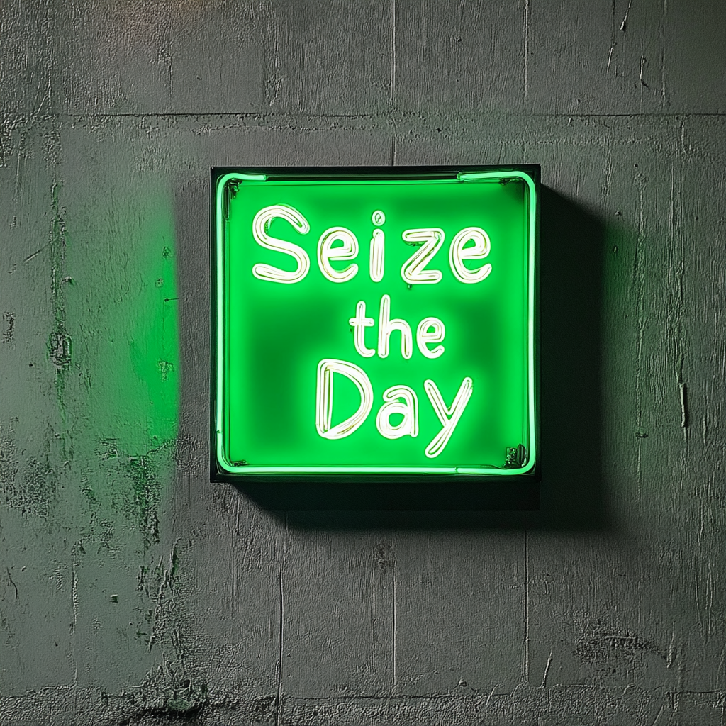 Seize the Day - Green Neon Sign, 24 Inches