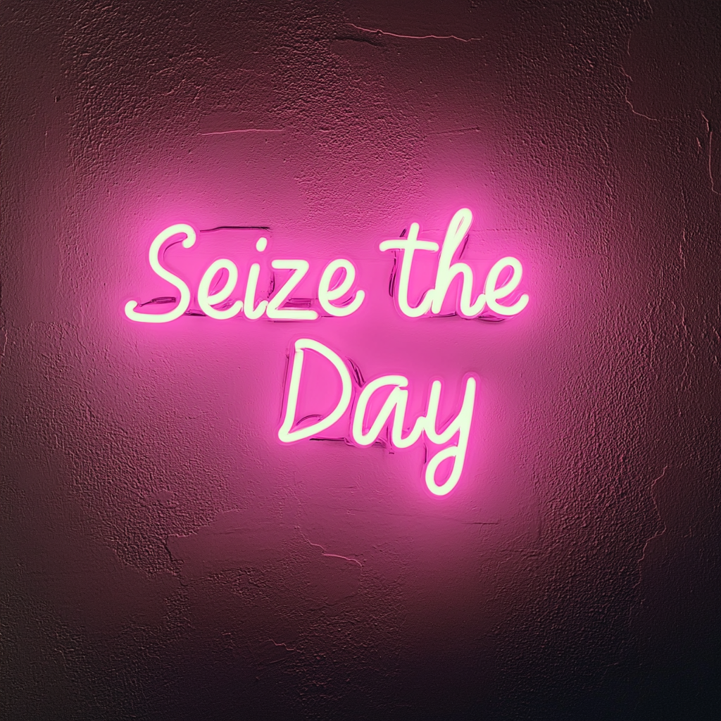 Seize the Day - Pink Neon Sign, 18 Inches