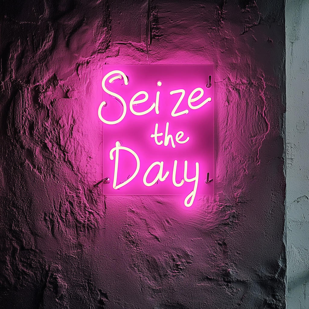 Seize the Day - Pink Neon Sign, 18 Inches
