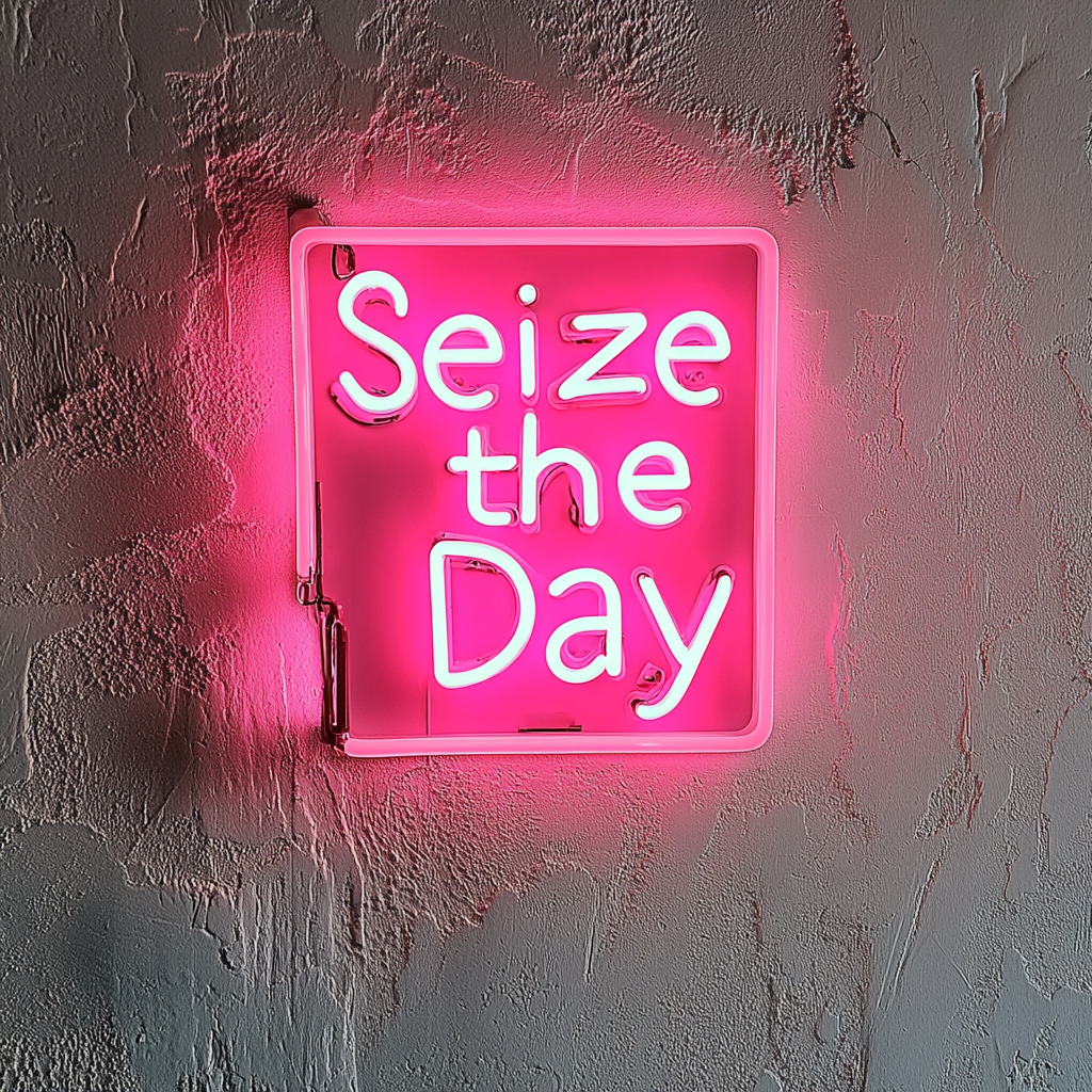 Seize the Day - Pink Neon Sign, 18 Inches