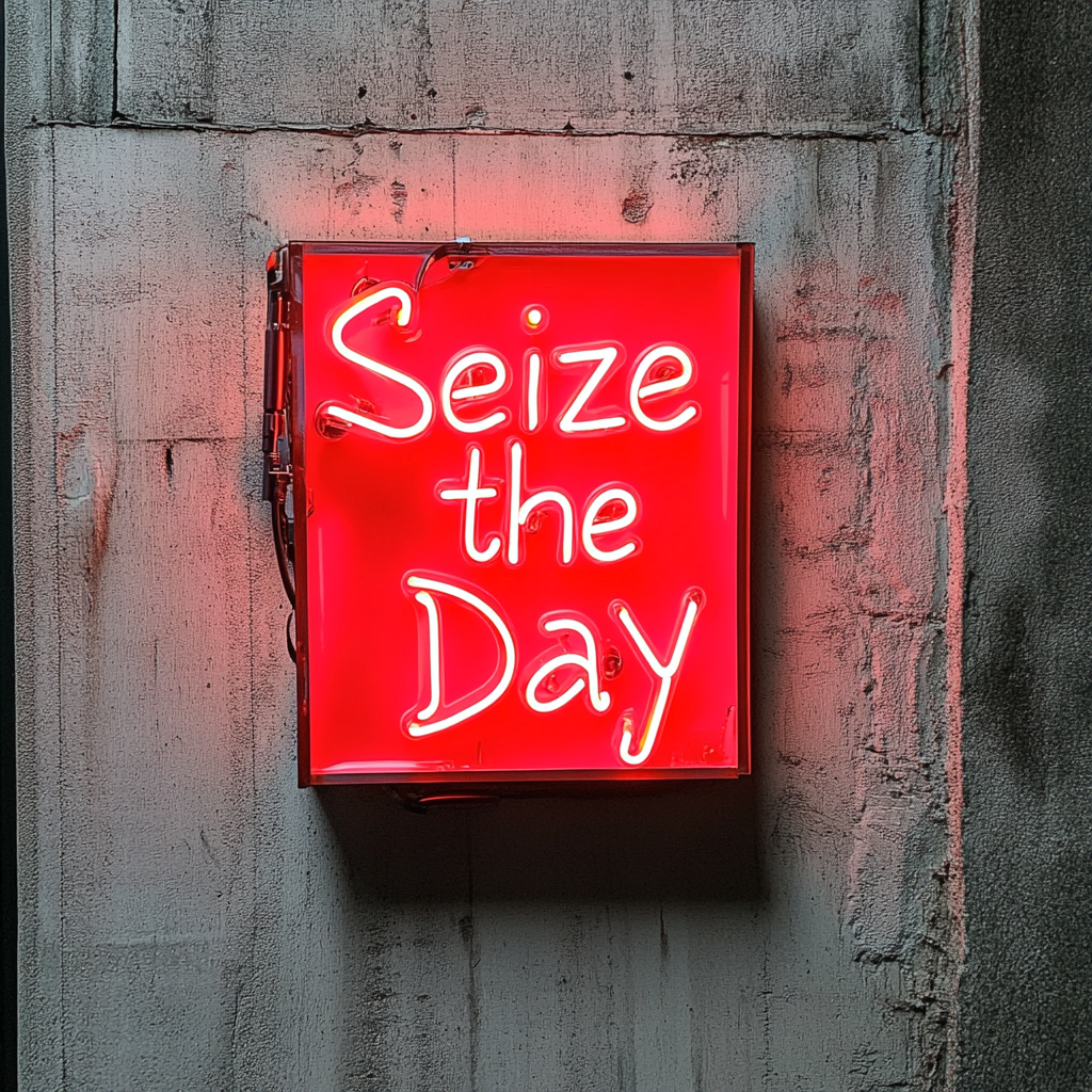 Seize the Day - Red Neon Sign, 18 Inches