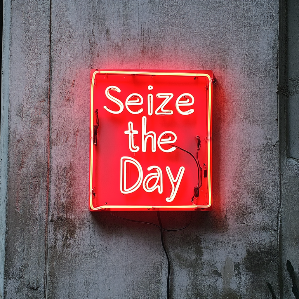 Seize the Day - Red Neon Sign, 18 Inches