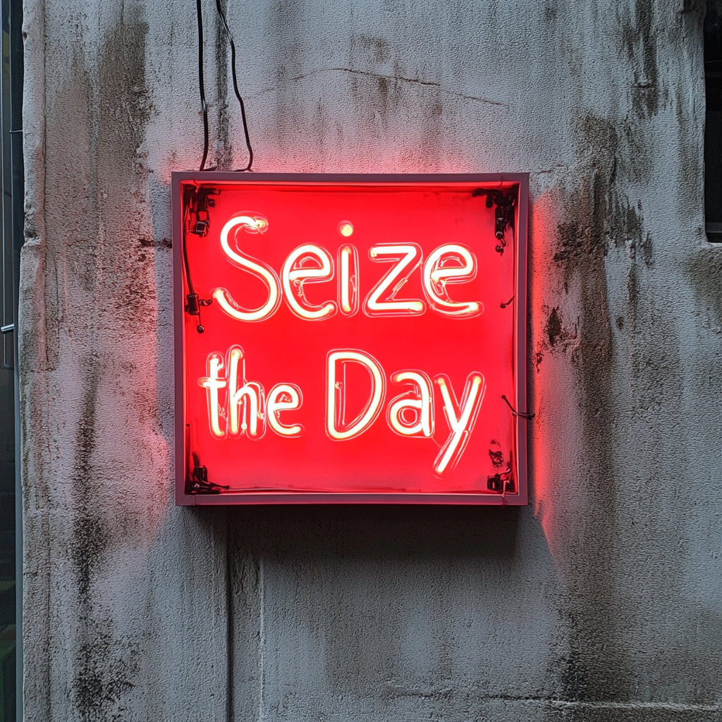 Seize the Day - Red Neon Sign, 18 Inches